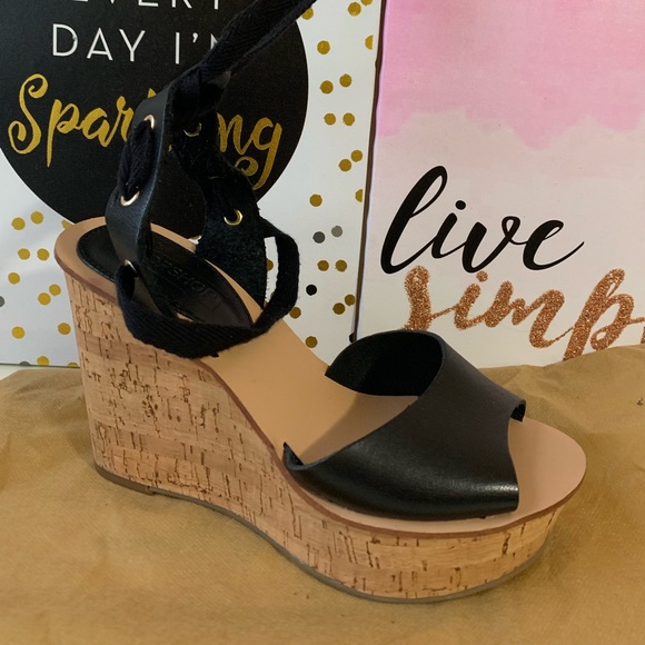 topshop black wedges